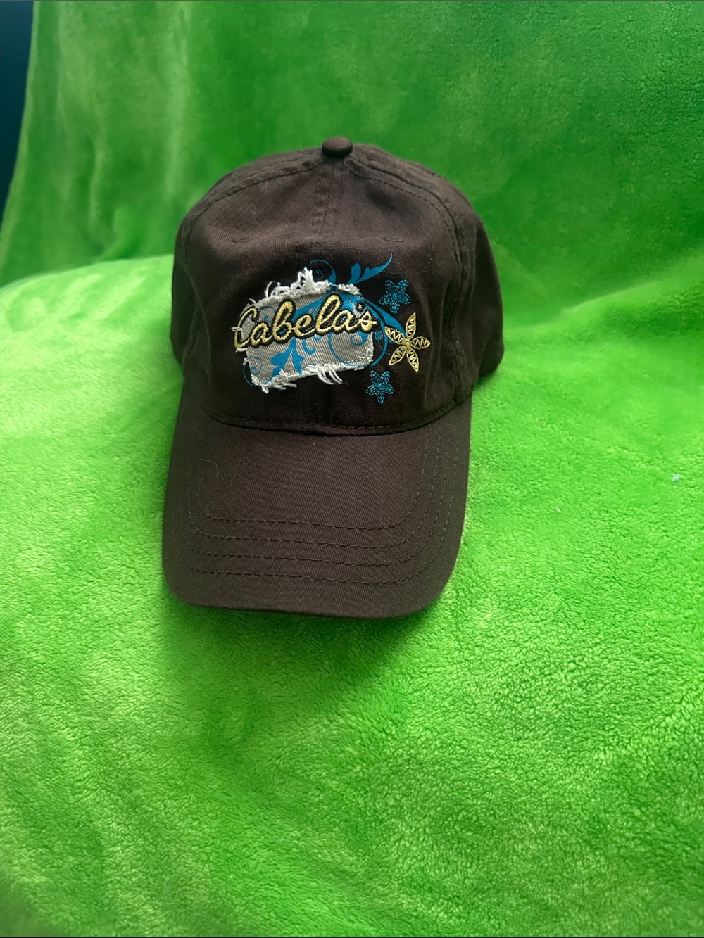 Cabela's Black Kids Embroidered Logo Cap with Blue & Gold Accents